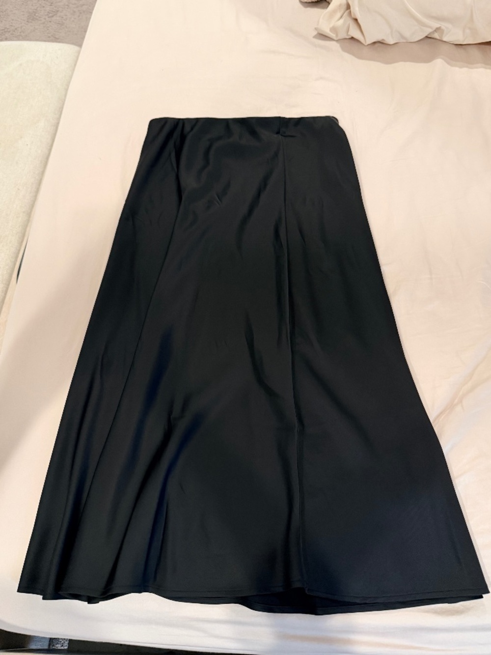H&M Black Satin Flared Maxi Slip Skirt Size 6